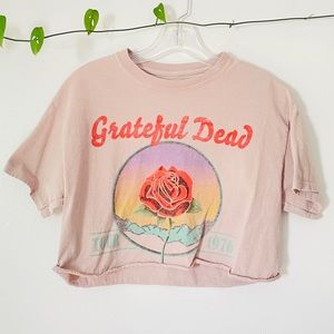 S/M Grateful Dead Band Tee - Cropped Raw Cut Hem